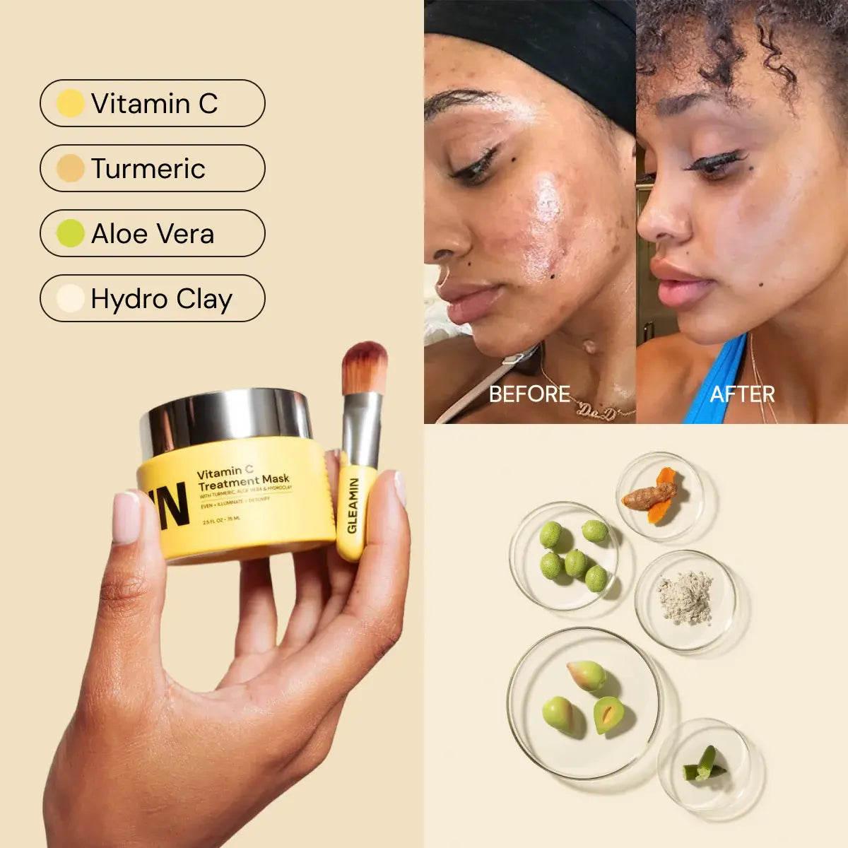 Shop Gleamin's best selling face mask and receive 25% off plus free shipping for a limited time.
